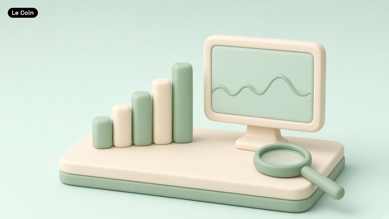 Pastel clay bar columns rise beside a rounded monitor showing a wavy line, with a magnifying glass, on a mint background.