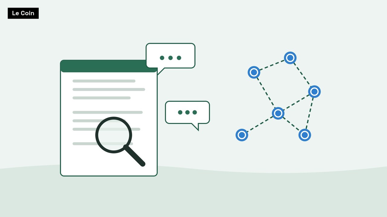A consultation document under a magnifying glass, with two comment bubbles, next to a network of linked nodes.